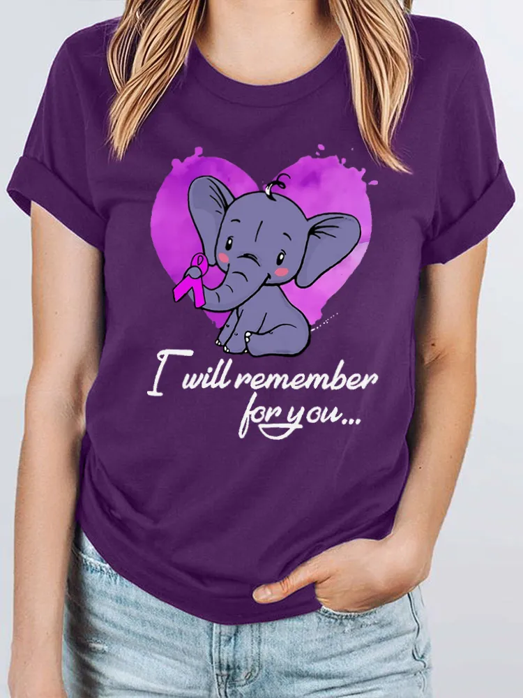 I Will Remember For You Purple Elephant Alzheimers Awareness Alzheimers T Shirt
