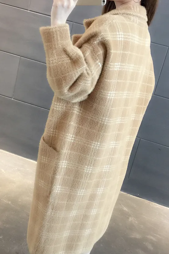 Oversized Faux Mink long lapel coat