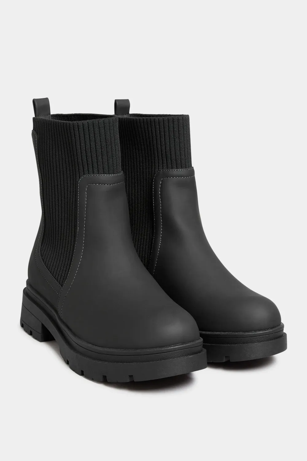 YOURS Curve Black Sock Chelsea Boots In Wide E Fit & Extra Wide EEE Fit