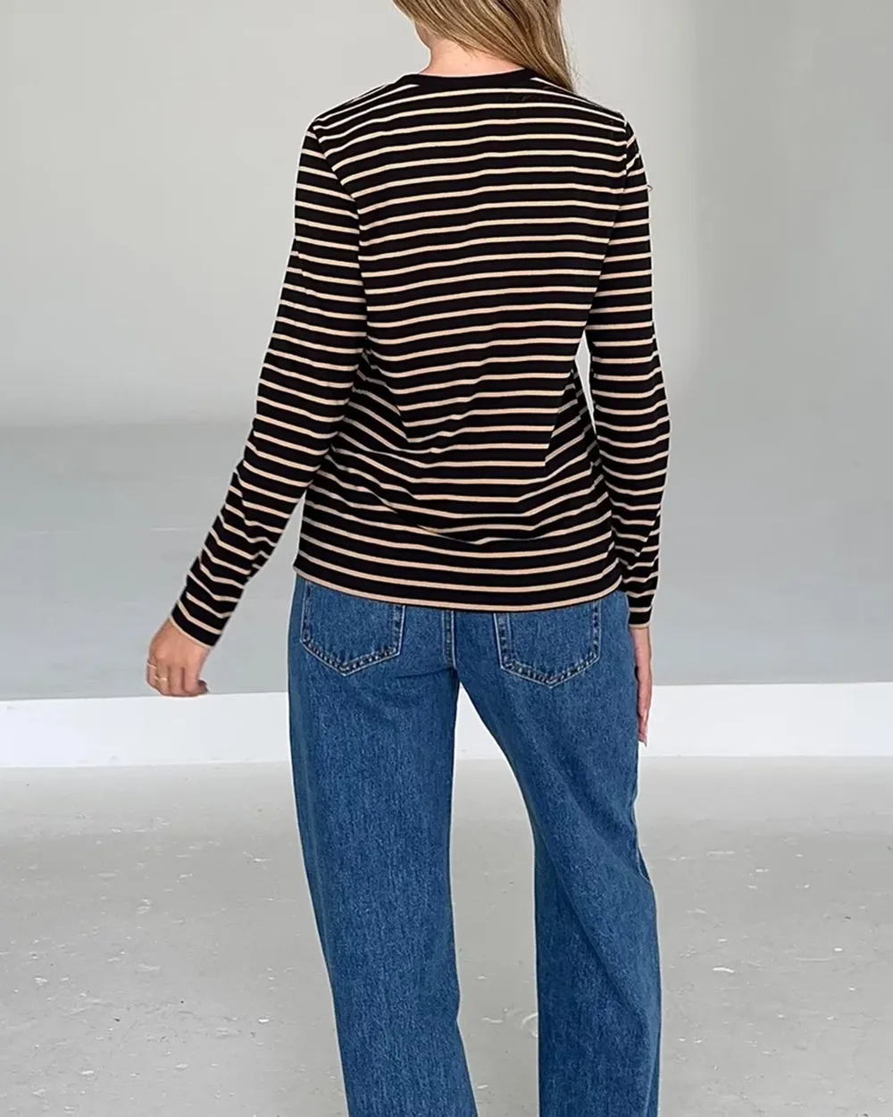 Long Sleeve Stripe Boyfriend Tee