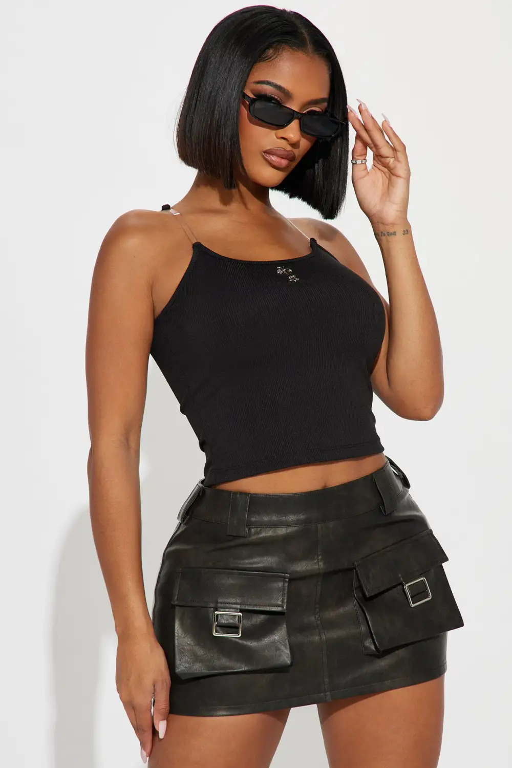 Angelina Ribbed Top - Black