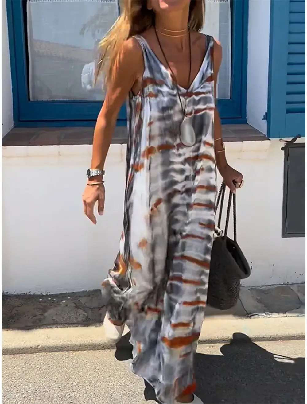 Tie Dye Printing Sleeveless Dress