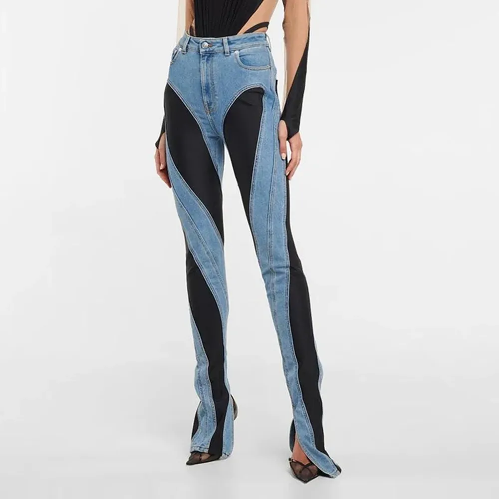 Girl Two-Tone High Waist Jeans
