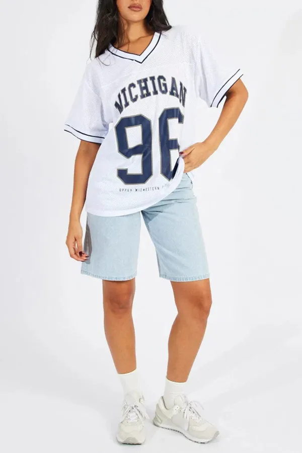 White Sports Tee Short Sleeve