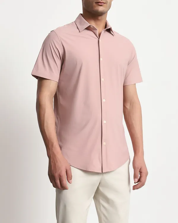 Leisure Simple Slim-Fit Breathable Pink Shirt