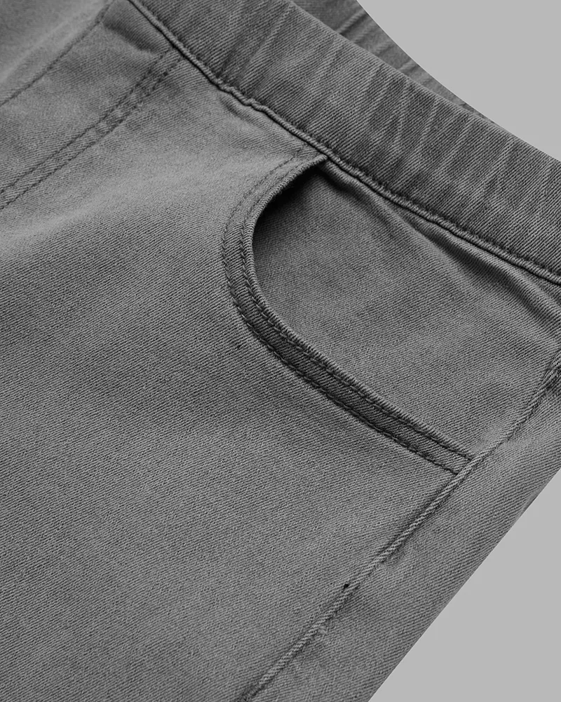 Solid Slant Pocket Zip Side Seam Detail Skinny Jeans