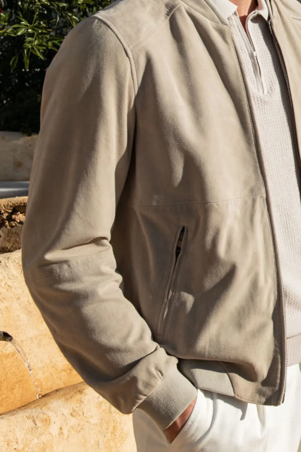 Soft Suede Bomber Jacket