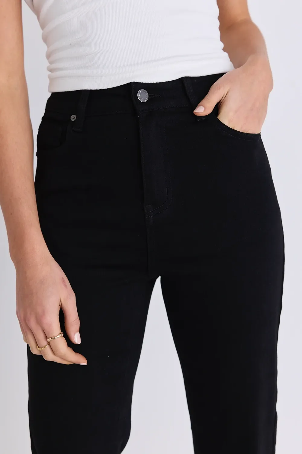 Black High - Waist Straight Jeans