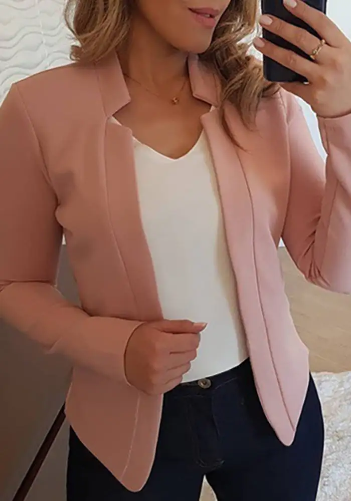 Solid Split Joint Cardigan Collar Outerwear