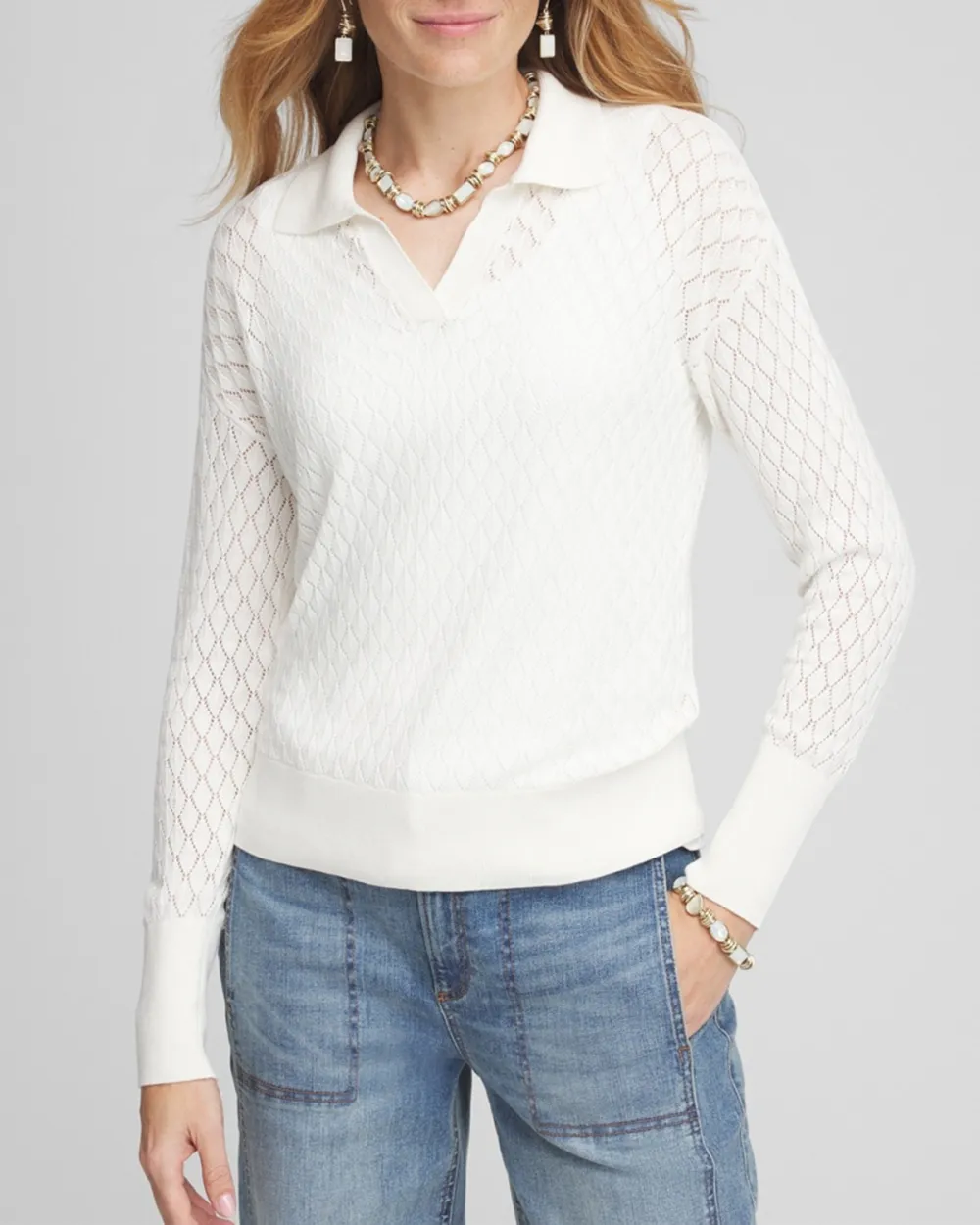 Collared V-Neck Pullover Sweater