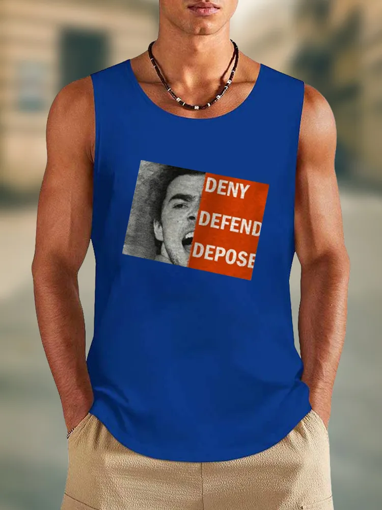 Men'S Deny Defend Depose Round Neck Cotton Vest