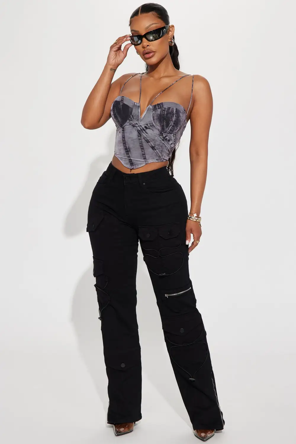 Don't Be Shy Mesh Corset Top - Grey/combo