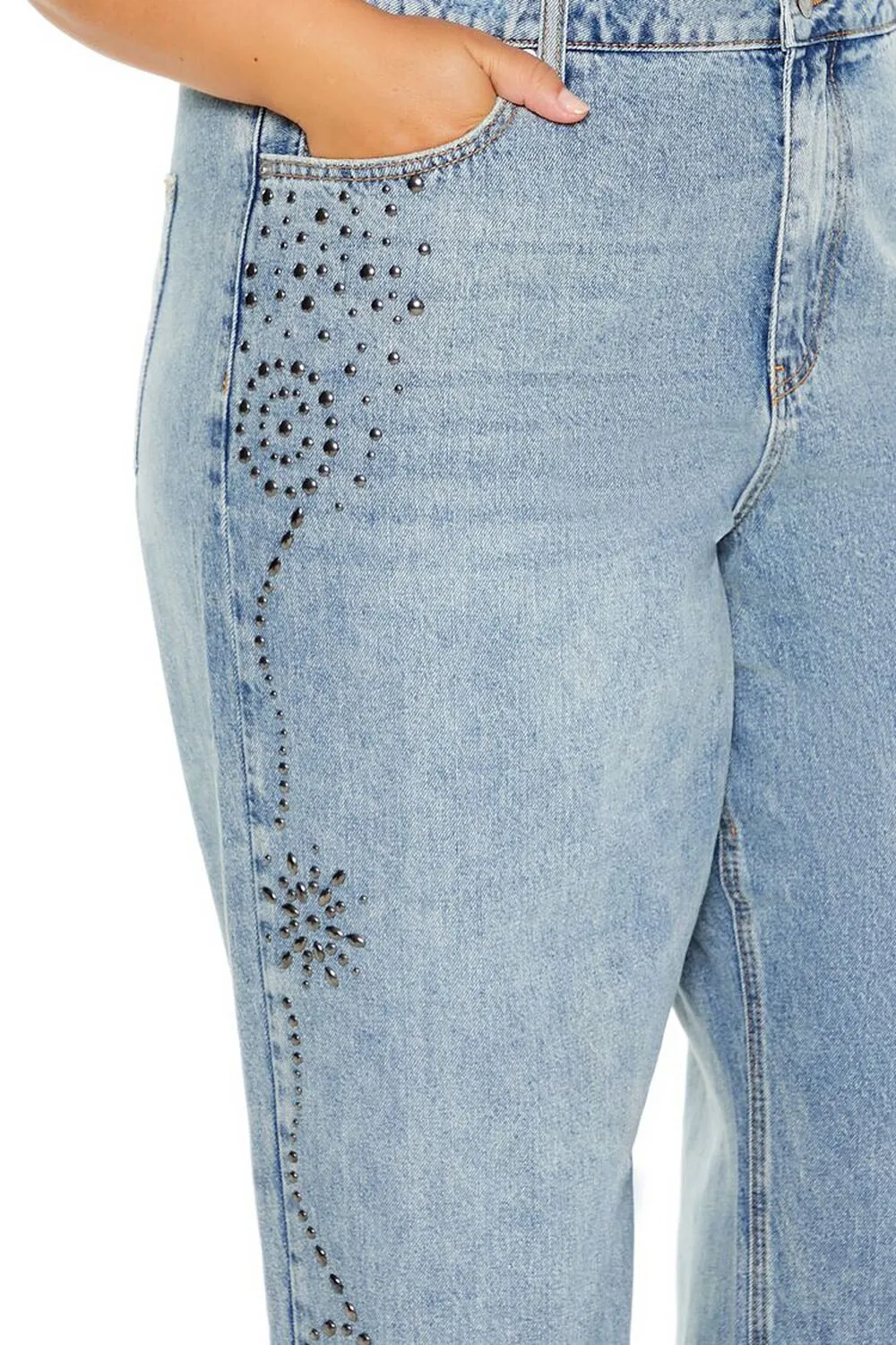 Plus Size Studded High-Rise Jeans