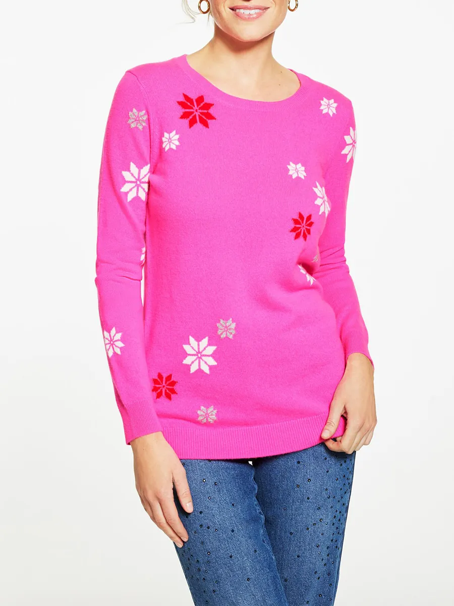 Lady'S Snowflake Pattern Fashionable Cashmere Sweater