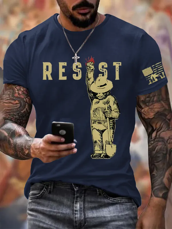 Men'S T-Shirt Protect Our National Park Printed Crewneck T-Shirt Pure Cotton Printed T-Shirt