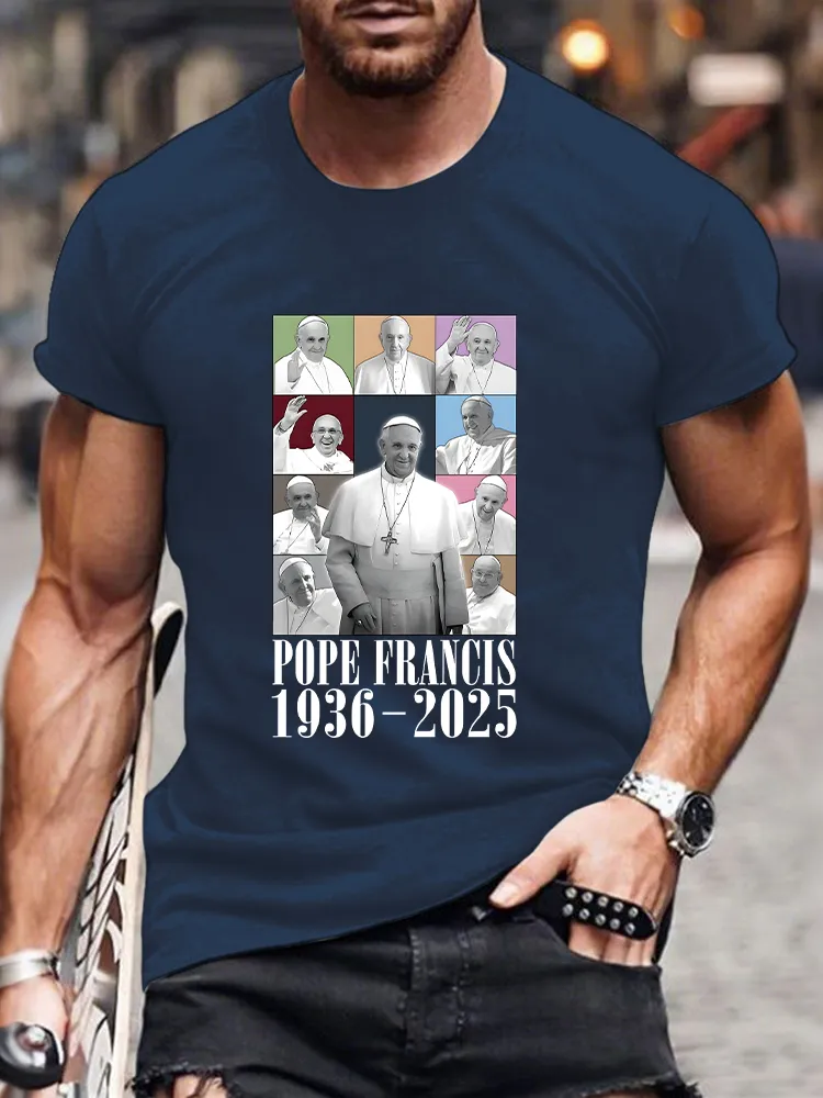 Men's 1936-2025 Print Short Sleeve Round Neck Cotton T-Shirt