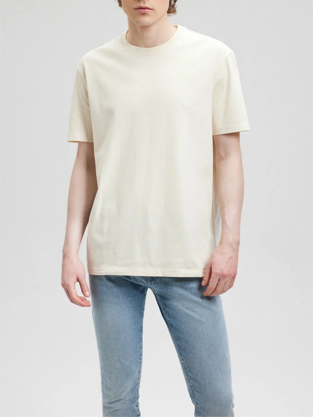 Off - White Short - Sleeve Plain Tee