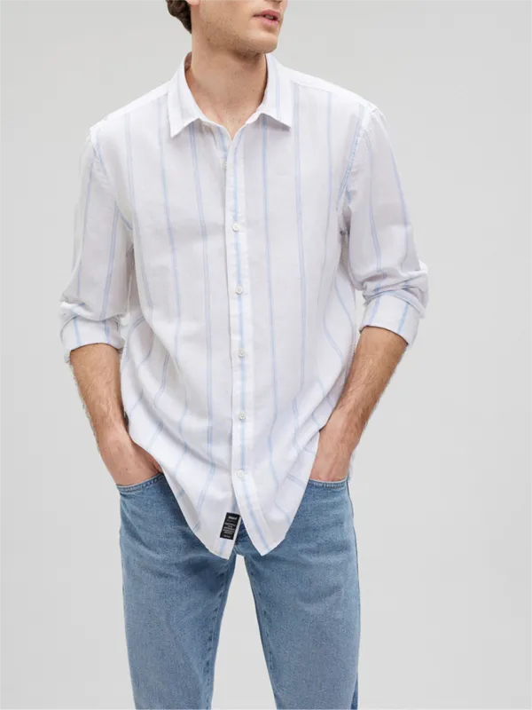 White Pinstriped Button - Down Shirt