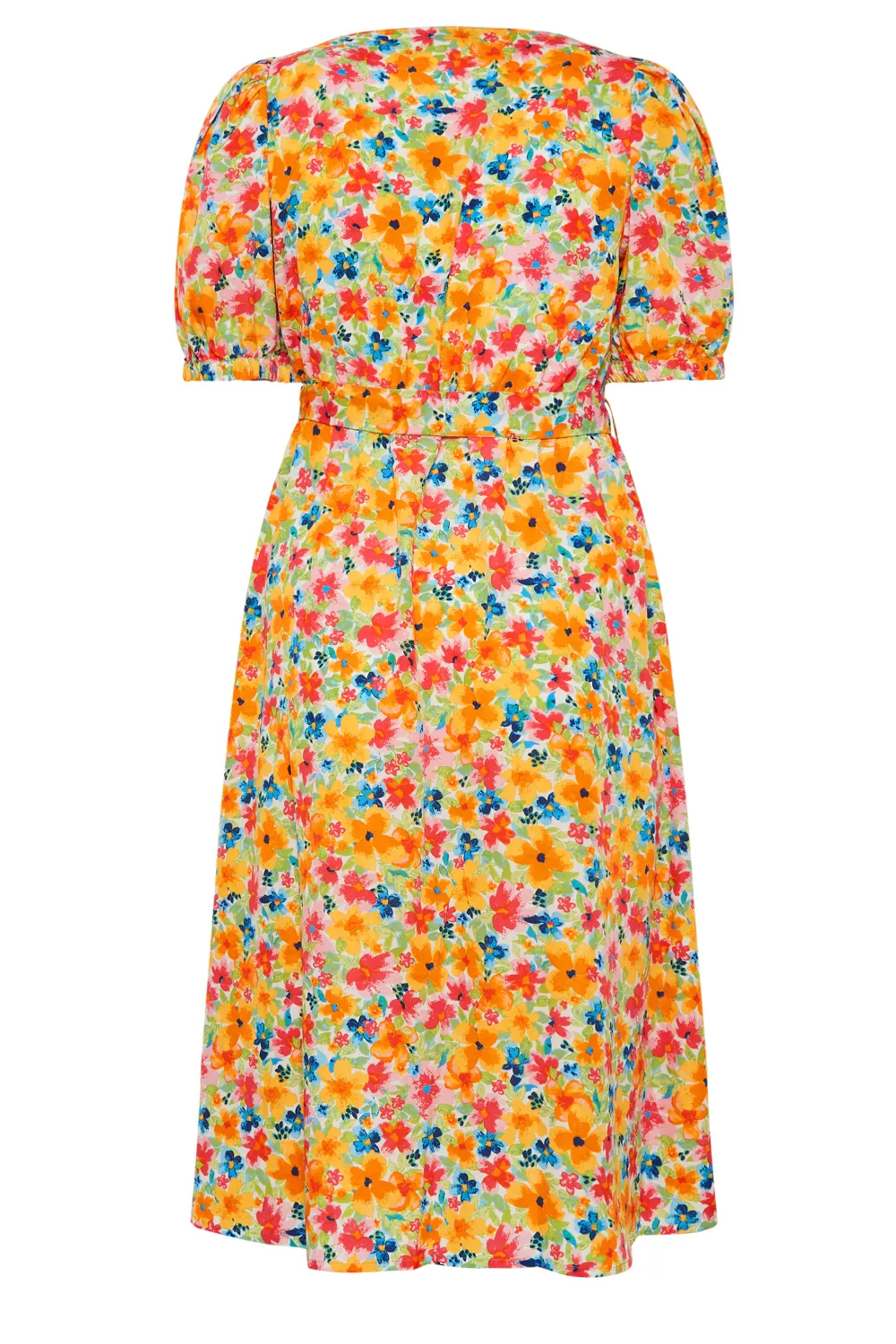 YOURS Curve Orange Sweetheart Neckline Floral Print Tea Dress