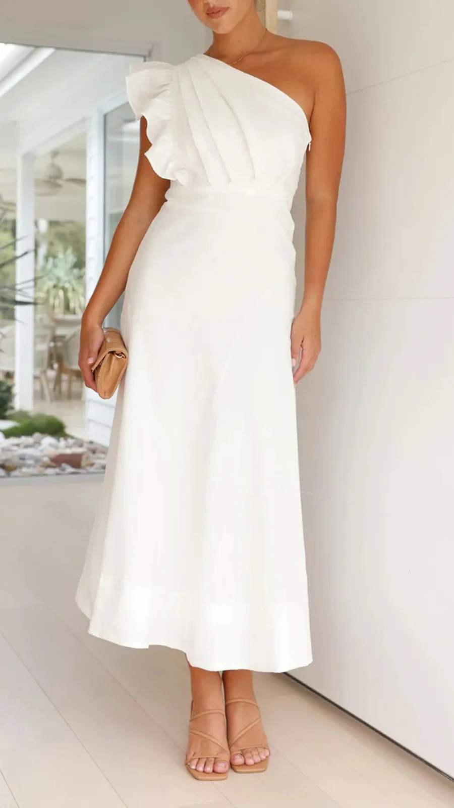 Ruffle Sleeve Midi Dress