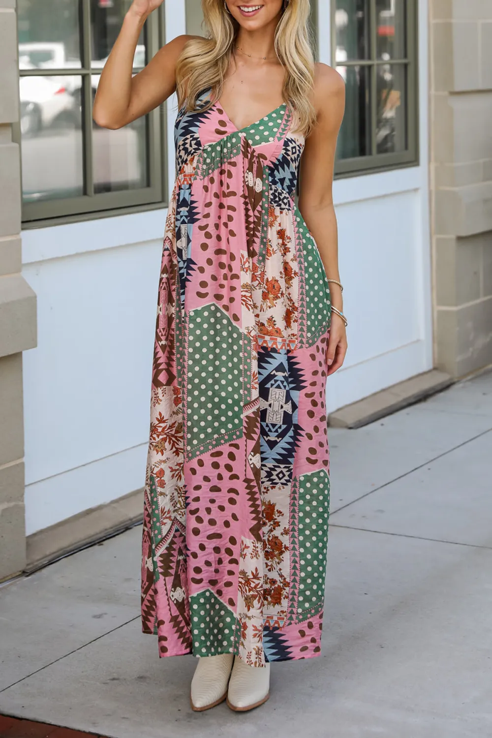 Unbelievably Divine Cream Patchwork Maxi Dress