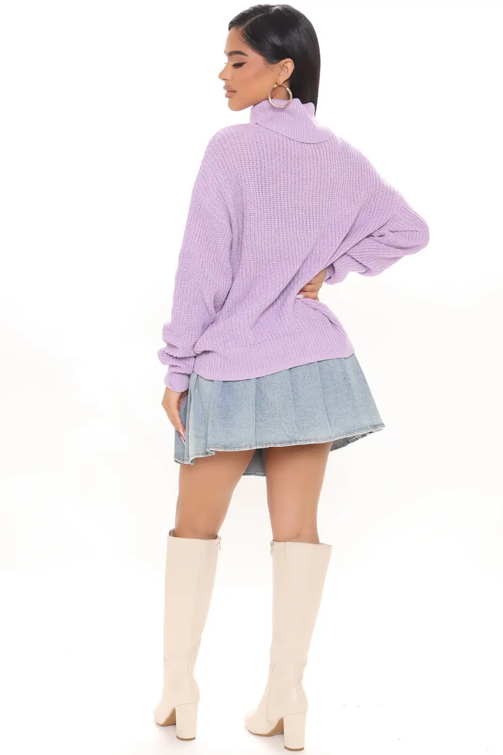Roll With The Flow Turtleneck Sweater - Lavender