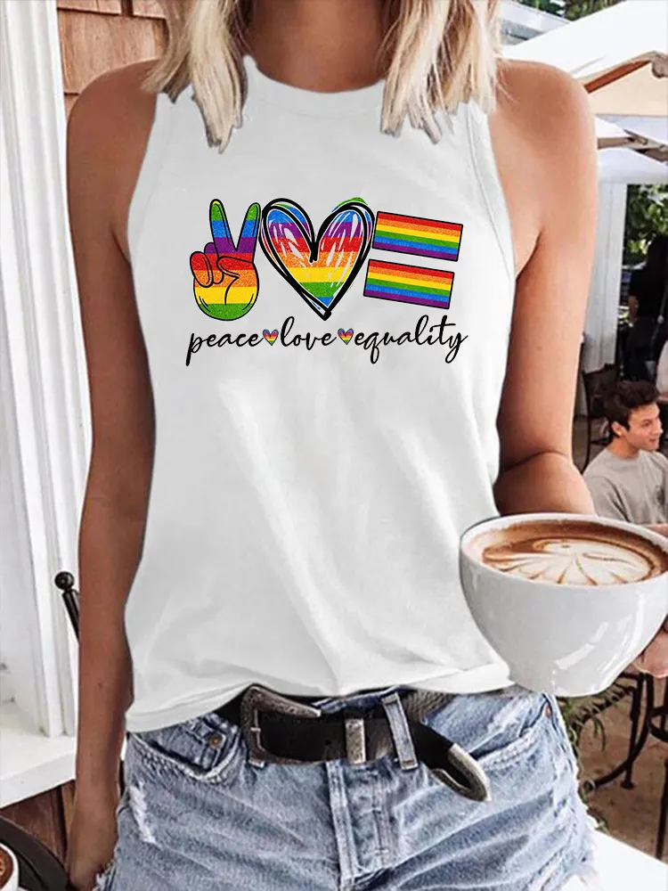 Women's Gay Day Peace Love Equality Crew Neck Vest