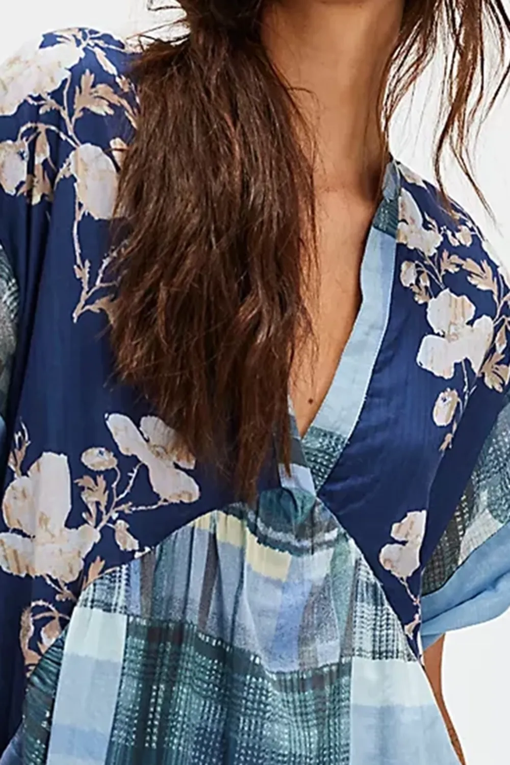 Patchwork Print Wrap Mini Dress