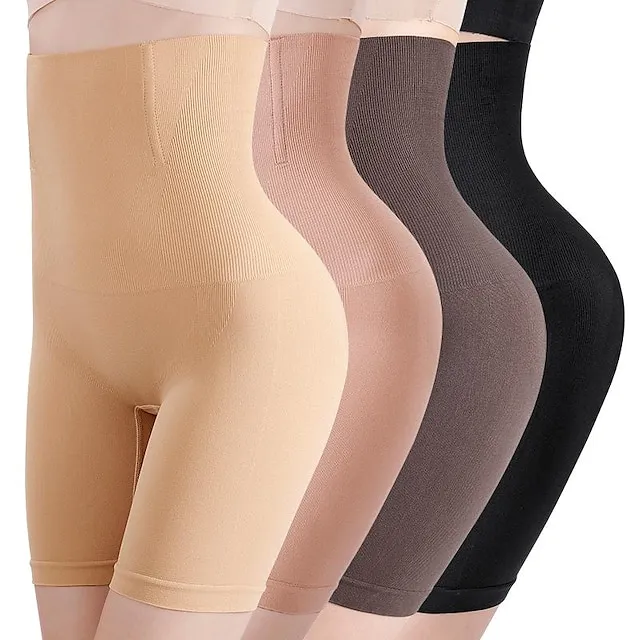 Women's Shorts Seamless High Waisted Bone Undergarments Regular Spring, Fall, Winter, Summer Black Purple Brown Apricot