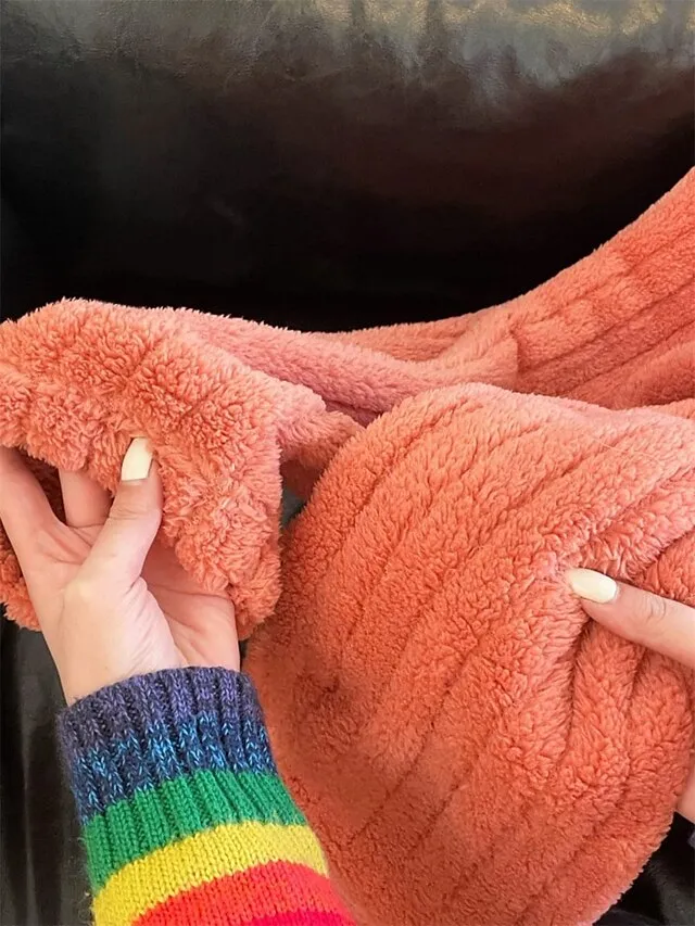 Women's Fleece Fluffy Fuzzy Warm Pajamas Sets Fruit Fashion Casual Comfort Home Daily Bed Flannel Warm V Wire Long Sleeve Cardigan Pant Button Pocket Fall Winter Pink Red