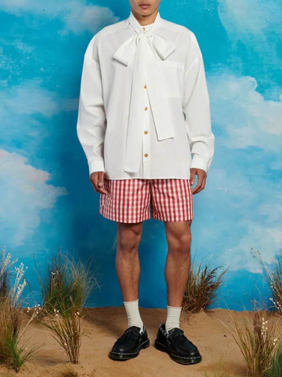 Casual Style Straight Gingham Shorts