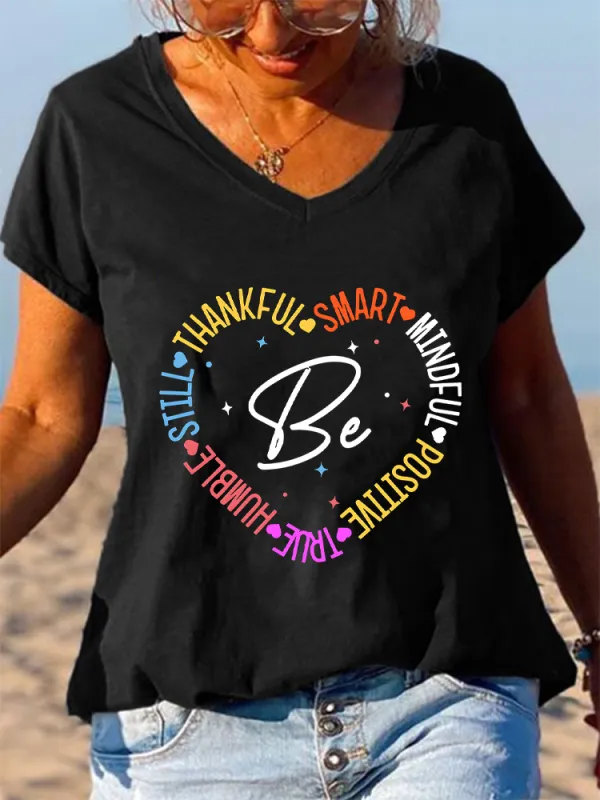 Be Thankful Themed V-Neck T-Shirts