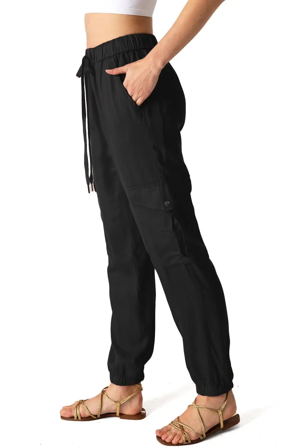 Red Drawstring Cargo Joggers