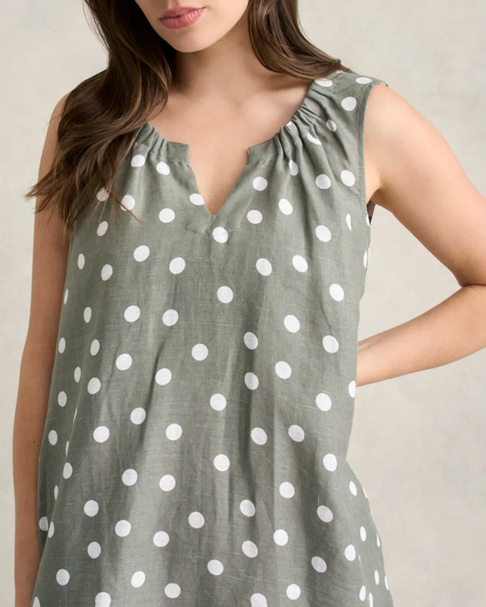 Gathered French Linen Dress