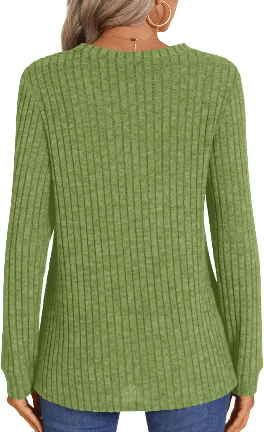 HOTGIFT Womens 2024 Fall Winter Tunic Tops Long Sleeve Casual T-Shirts Soft Comfy Stripe Blouse Lightweight