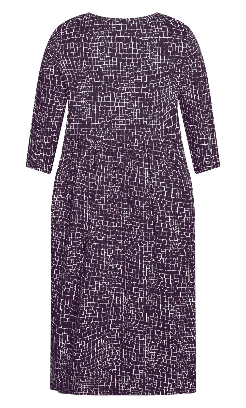 Evans Navy Blue Check Print Long Sleeve Maxi Dress