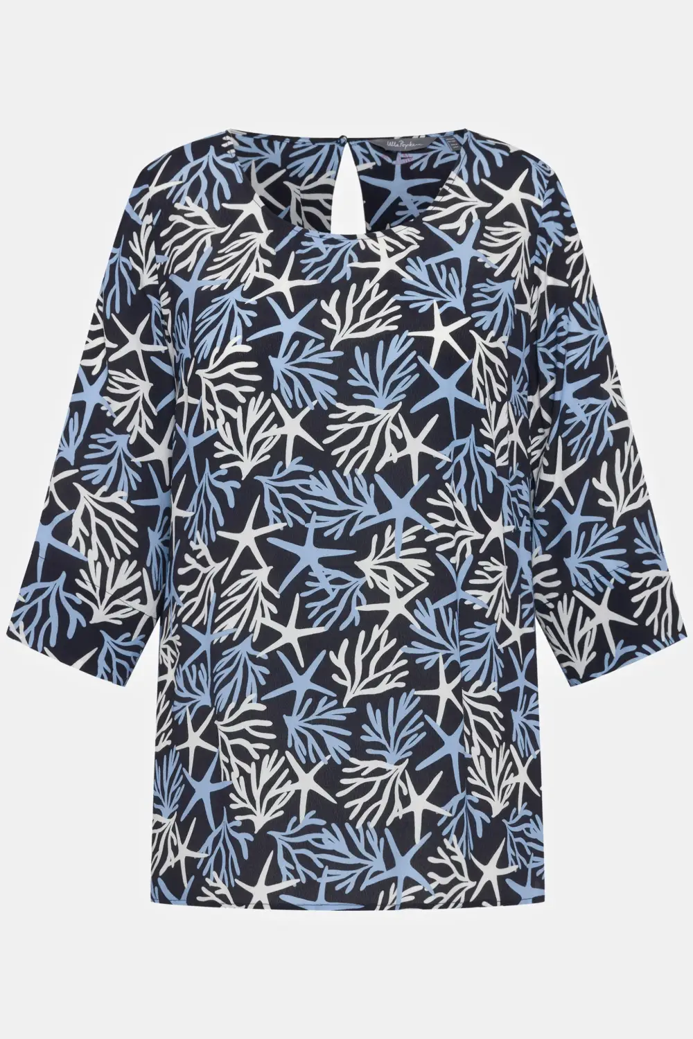 Bluse gemustert A-Linie Rundhals 3/4-Arm