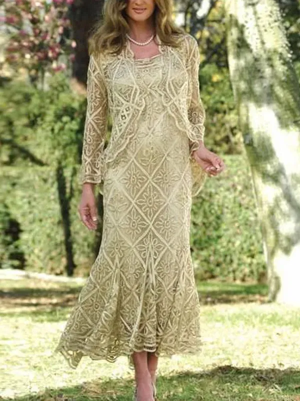 Lace Cardigan Elegant Ladies Dress Suit