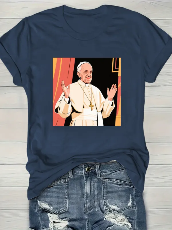 Women's I Love PF God Never Tires Of Forgiving Us Print Short Sleeve Round Neck Cotton T-Shirt