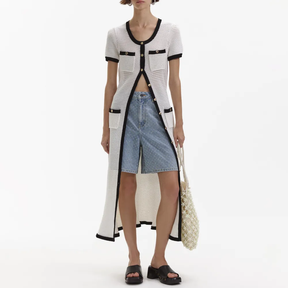 White Crochet Midi Dress