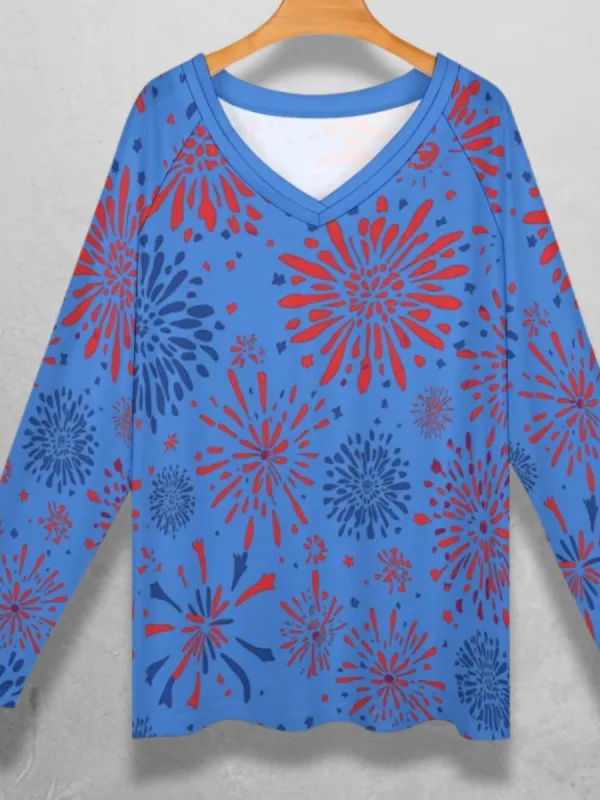 Firework Print Long Sleeve Top