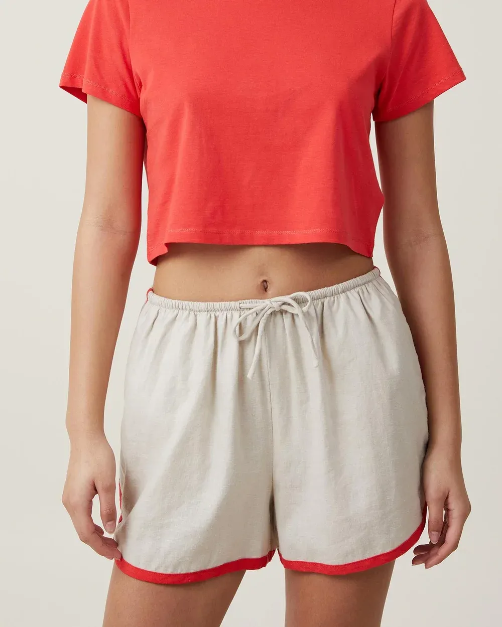 cotton and linen drawstring shorts