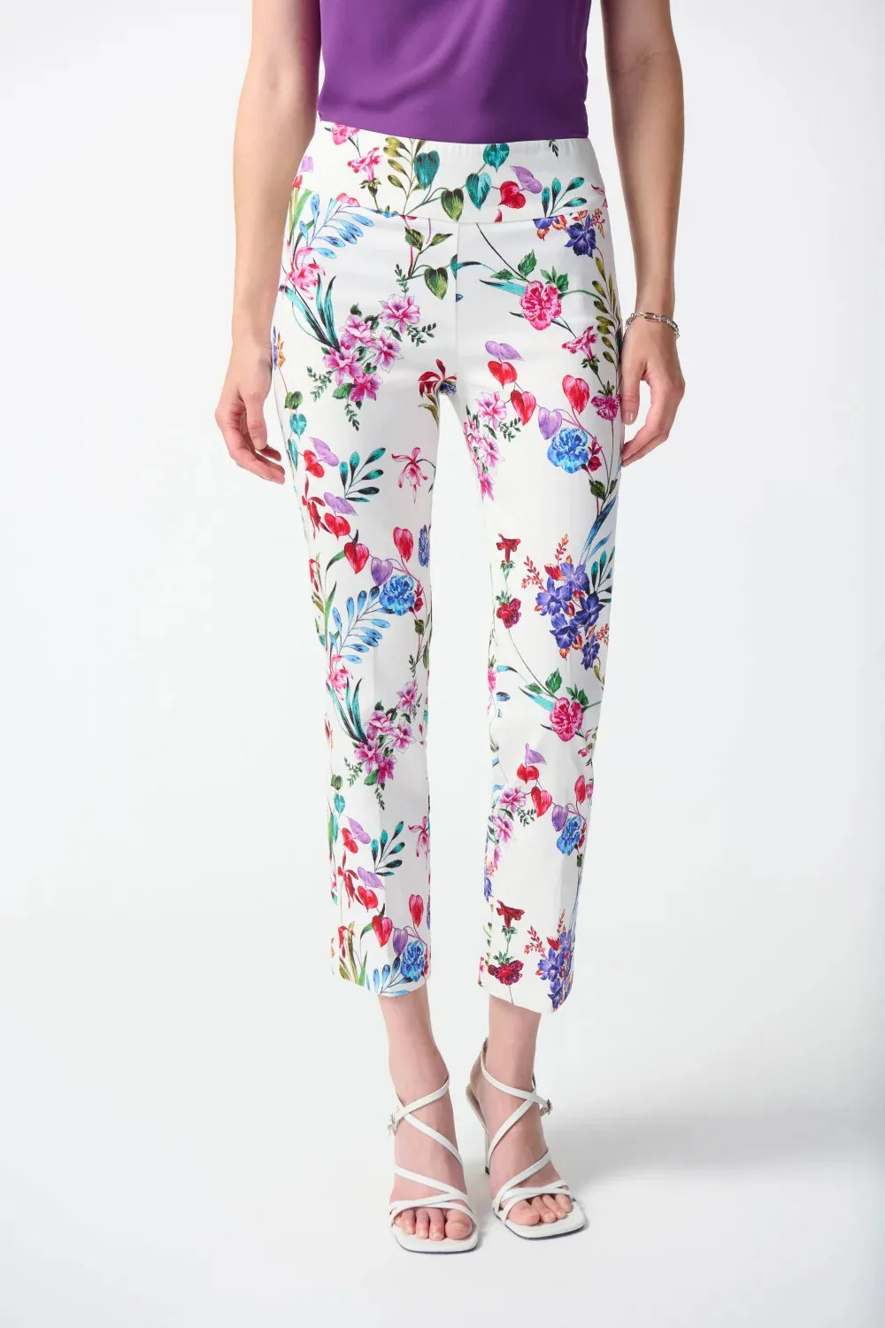 Floral Print Pull - On Cropped Pants