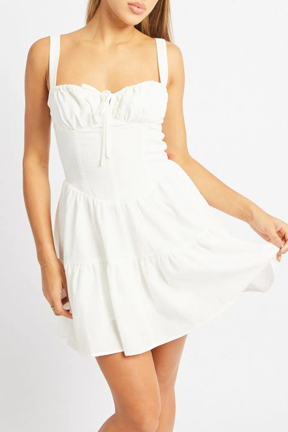 White Fit And Flare Dress Mini