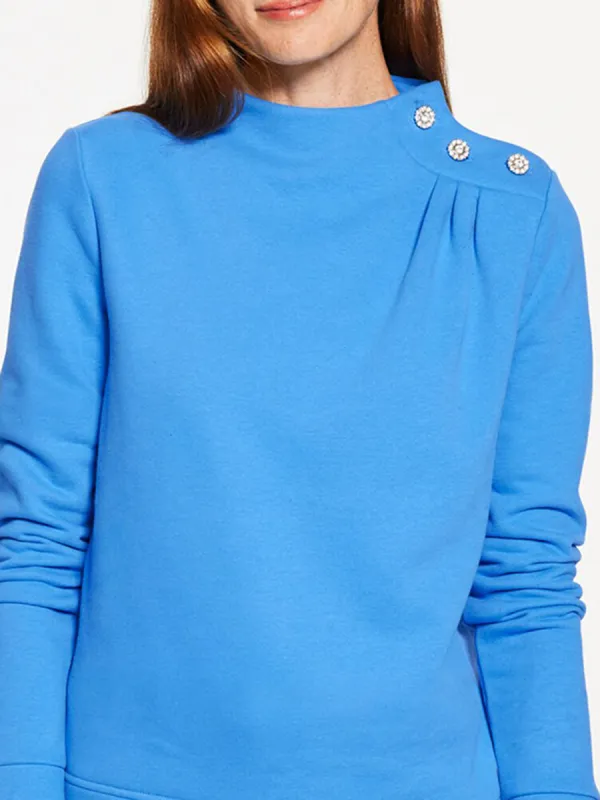 Women's Niche Design Style Gemstone Shoulder Accented Sports Shirt