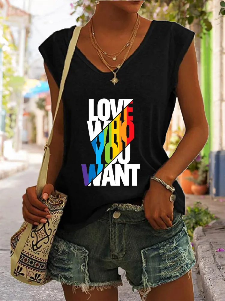 Women's Gay Day Love Who You Want V-neck Vest