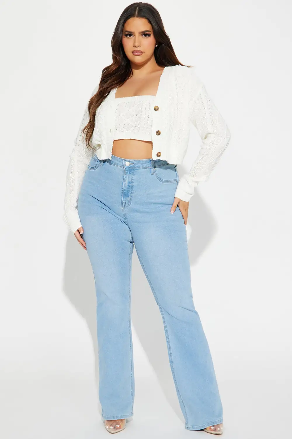 Missed You Cable Knit Sweater Set - Ivory