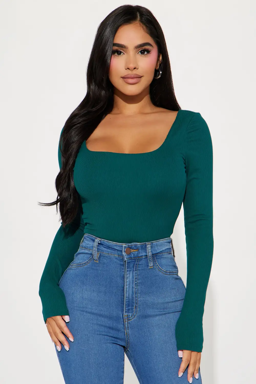 Feeling Fine Ribbed Bodysuit - Teal