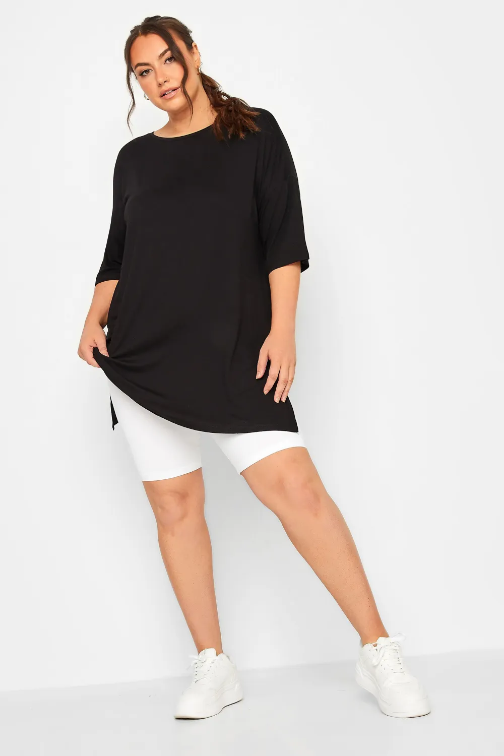 YOURS FOR GOOD Curve Black Essential Cotton Stretch Cycling Shorts