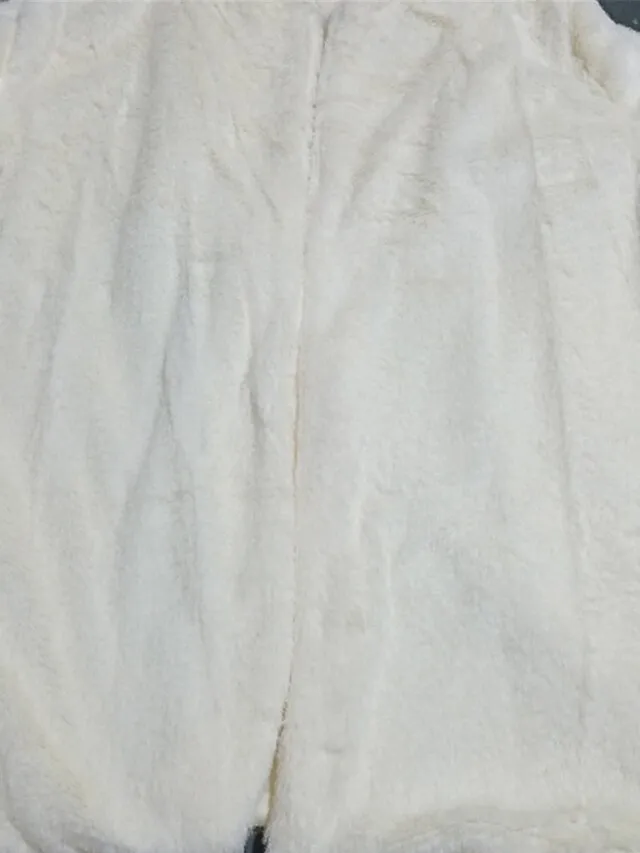 Women's Fleece Jacket Teddy Coat Warm Breathable Street Daily Wear Vacation Going out Fleece Lined Open Front Turndown Casual Street Style Plain Regular Fit Outerwear Long Sleeve Fall Winter White